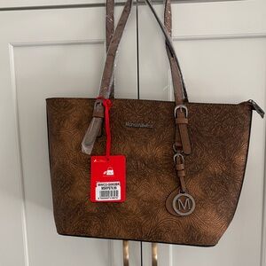Montana West Embossed Brown Tote